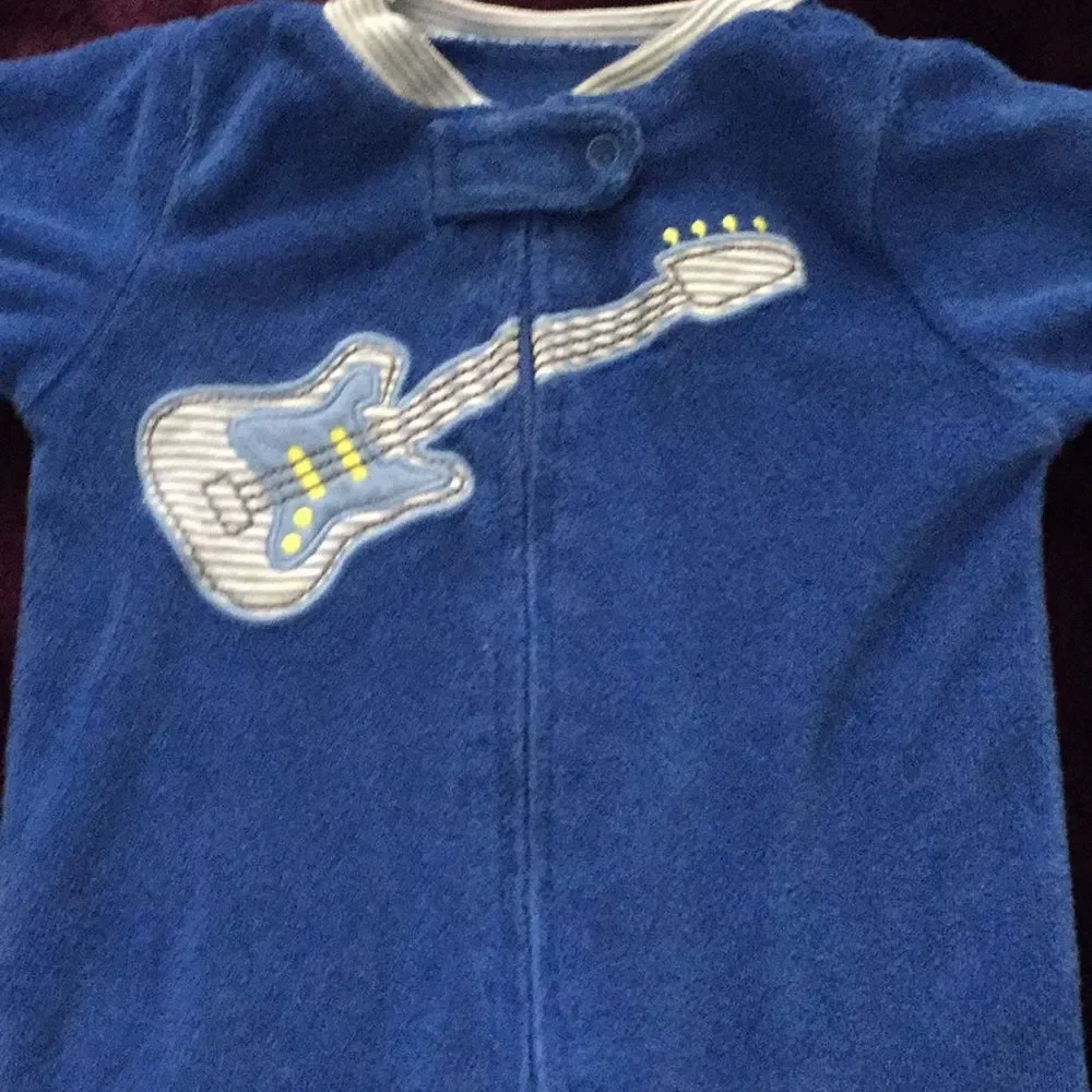 Carter’s Blue Guitar Pajamas 3 Months Warm Soft Zip Up